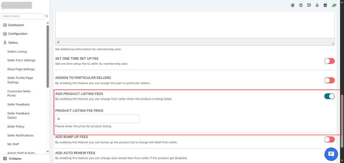add product listing fee