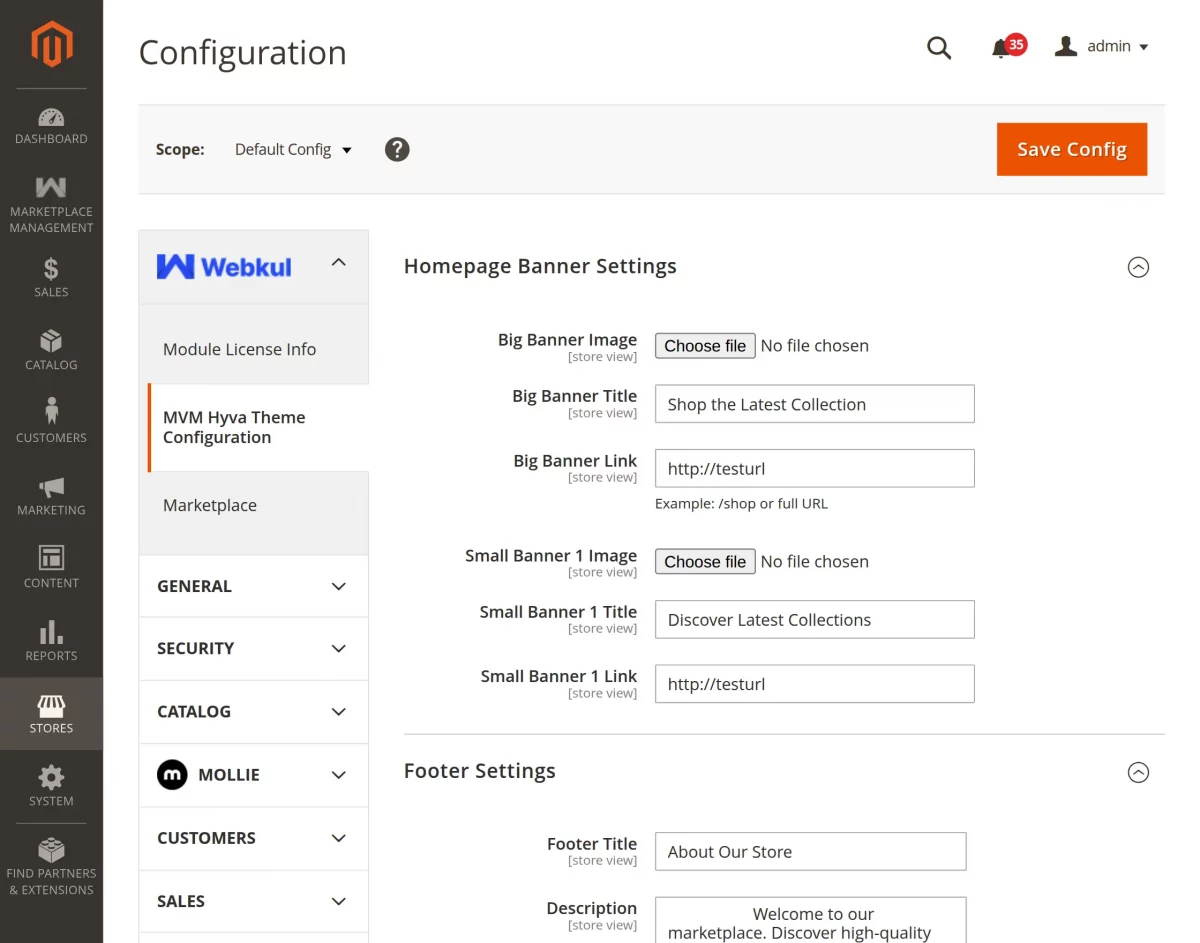 Magento 2 Hyva Multi-Vendor Marketplace Theme module configuration