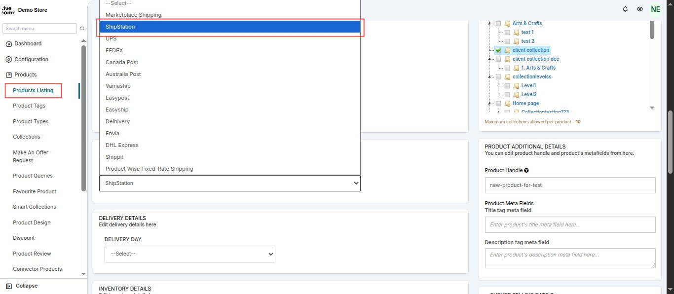 Select shipping method for individual product (ShipStation integration )