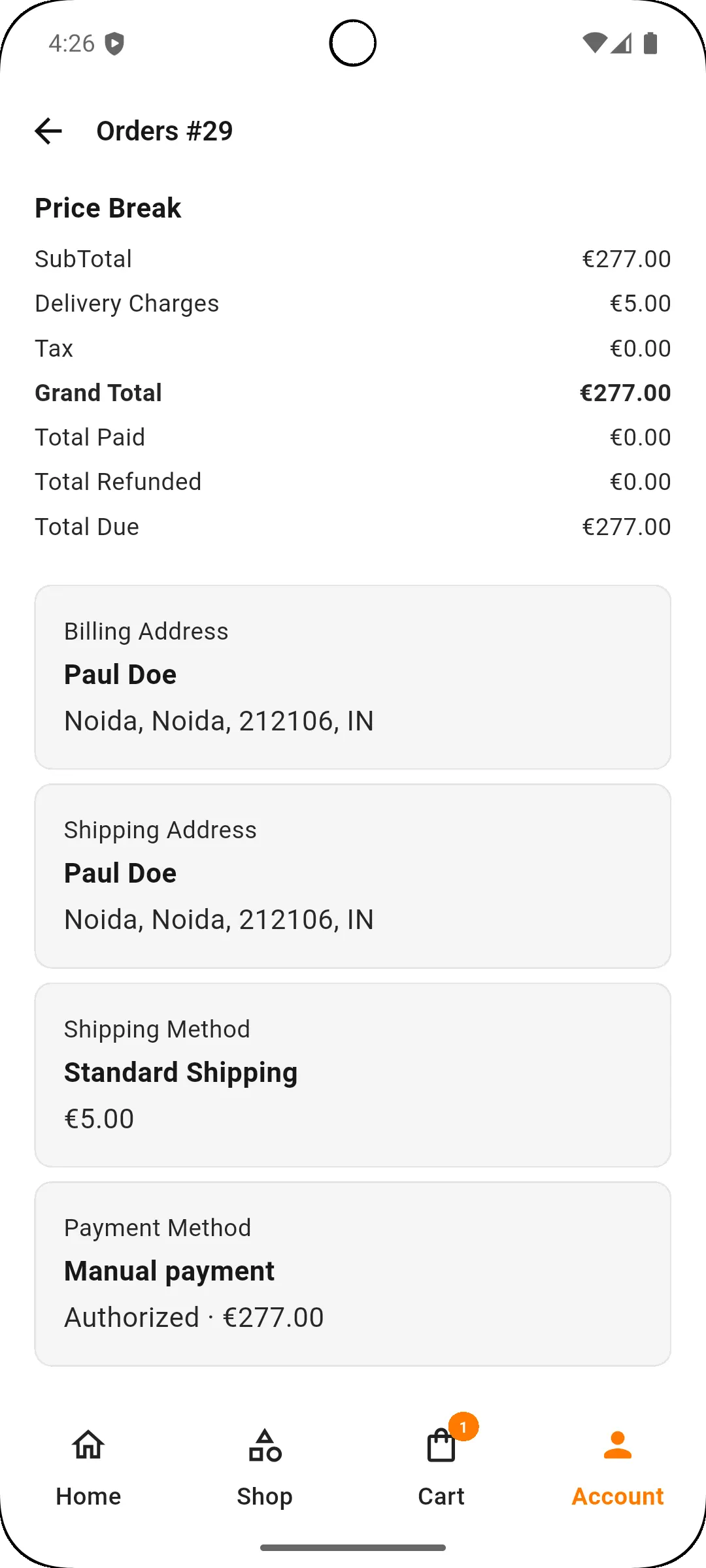Medusajs Mobile App Builder Order Details Screen