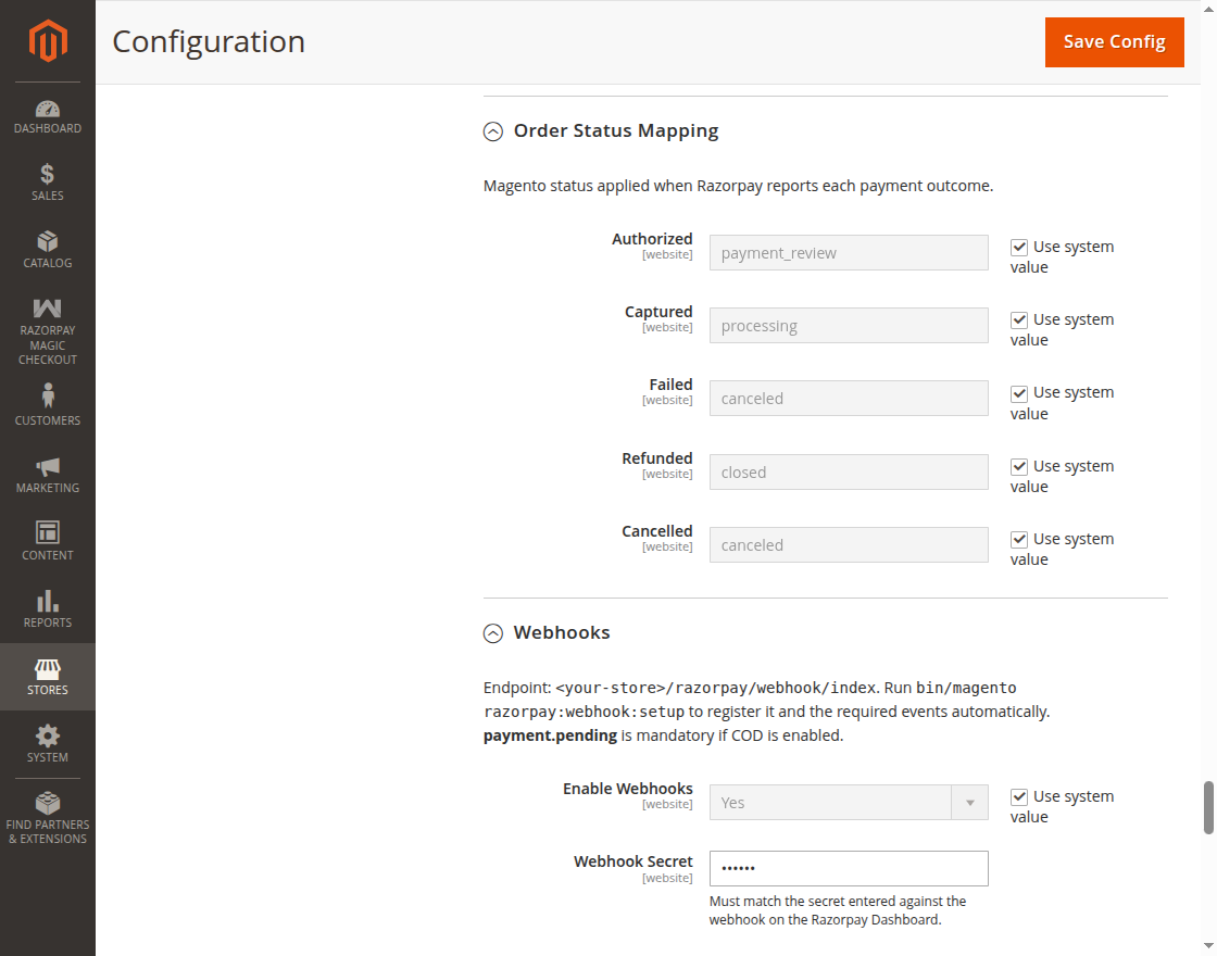 order-mapping-and-webhook config
