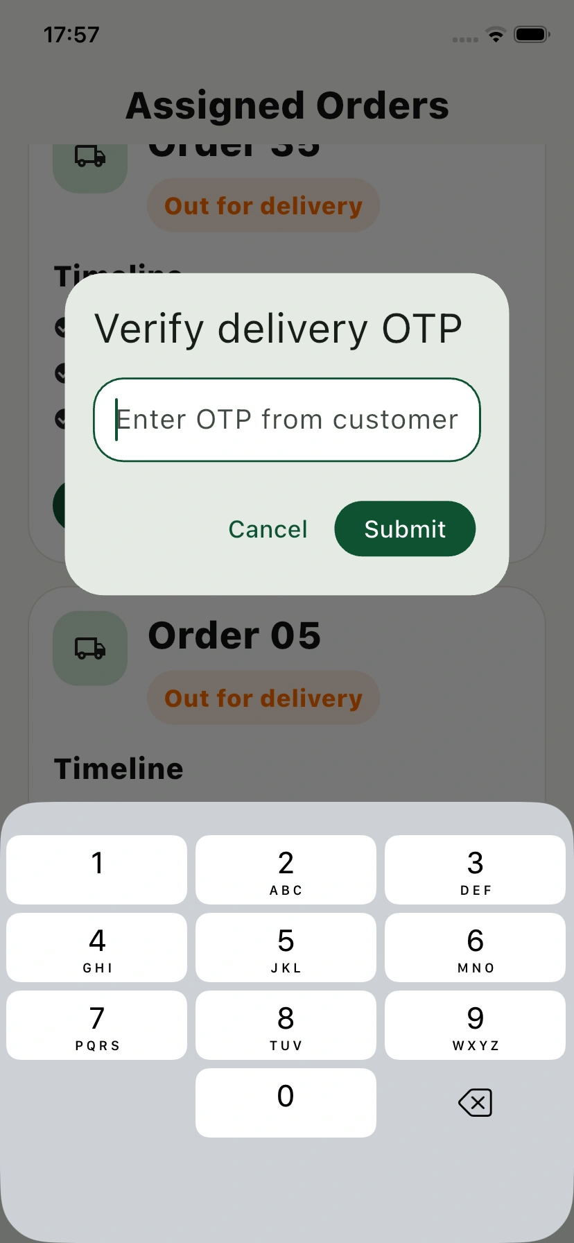 Otp verification pop view