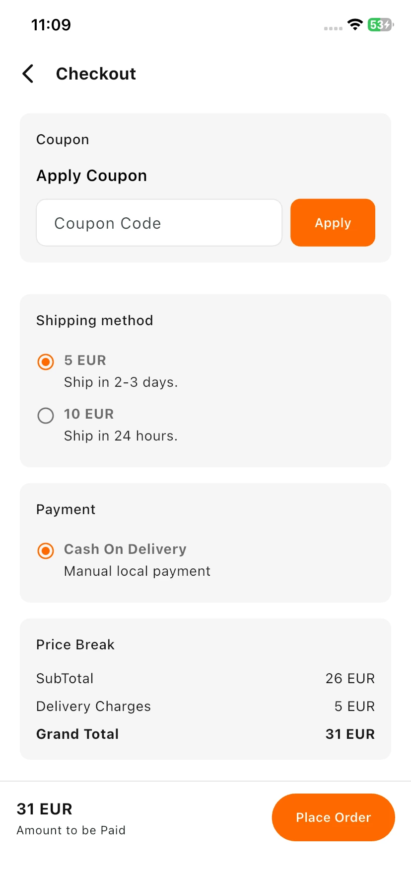 Checkout Page View in Show Shipping Method And Payment View Show