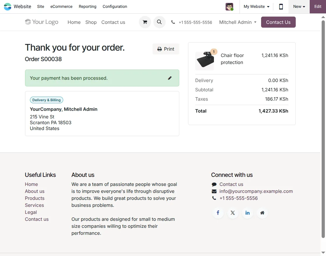 payment confirmation page