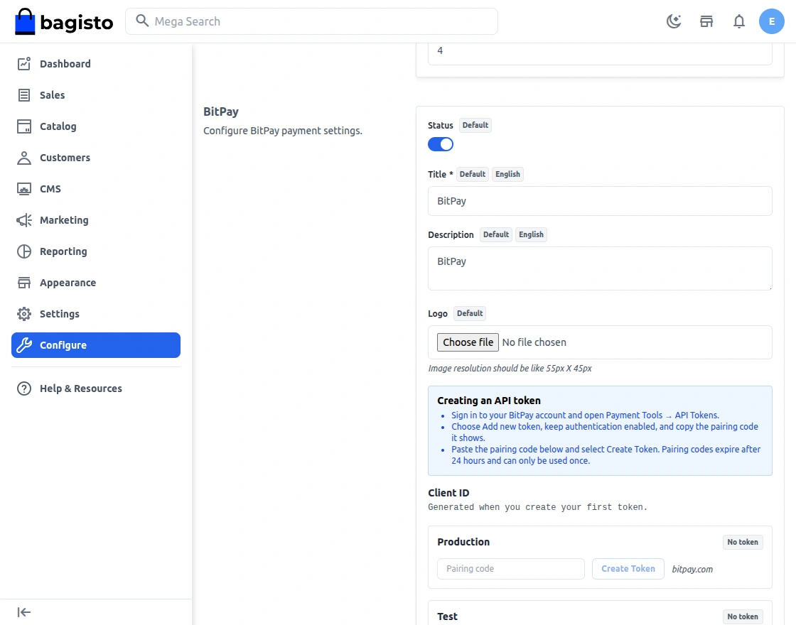Bagisto BitPay Payment Gateway