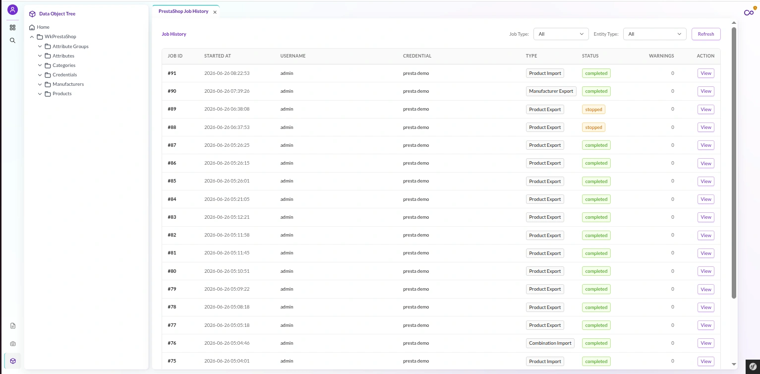 pimcore-prestashop9-connector-job-history