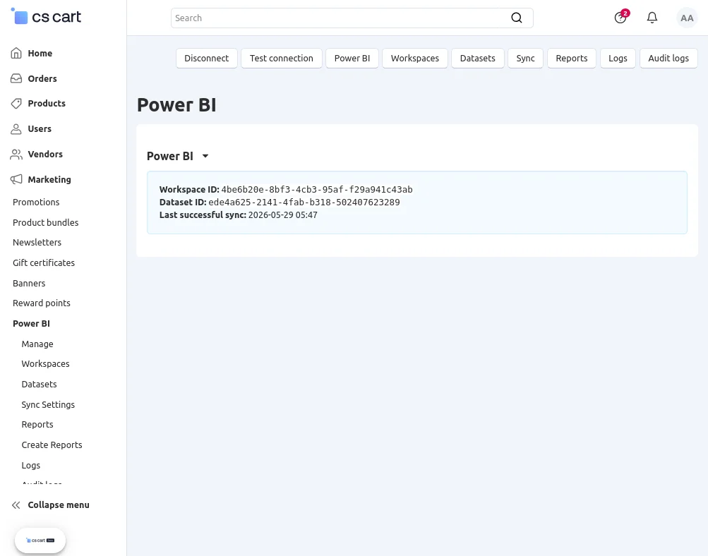 manage power bi section