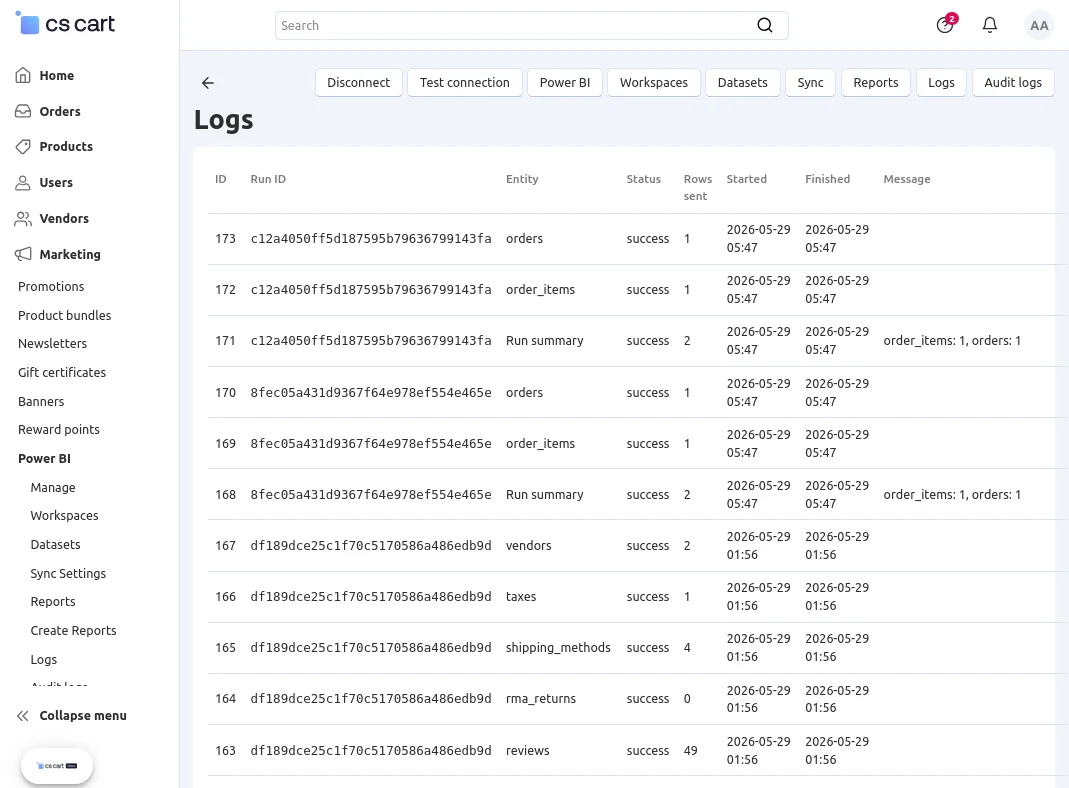 logs section