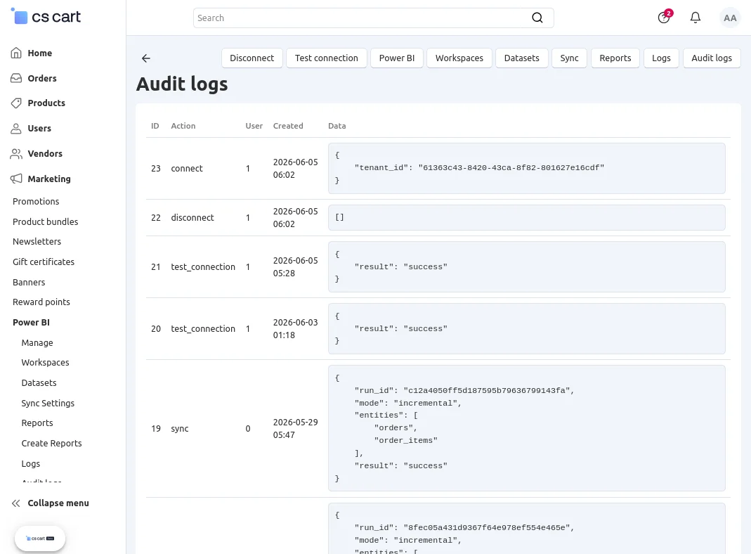 audit logs