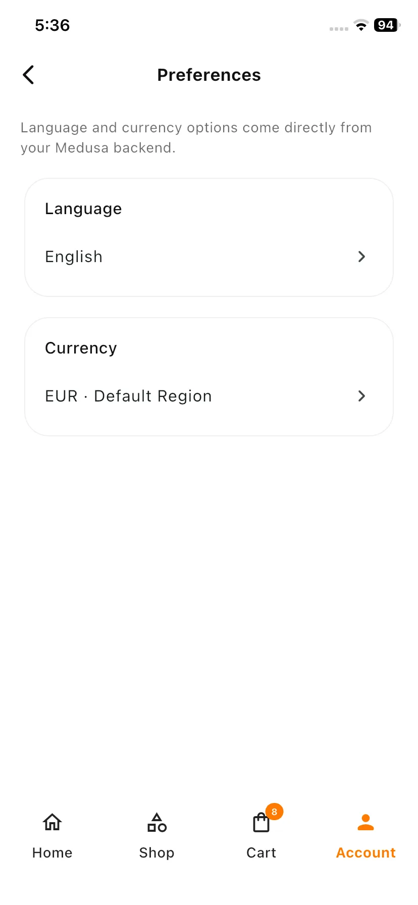 Preference Page View Show And Manage Lagauge And Currency