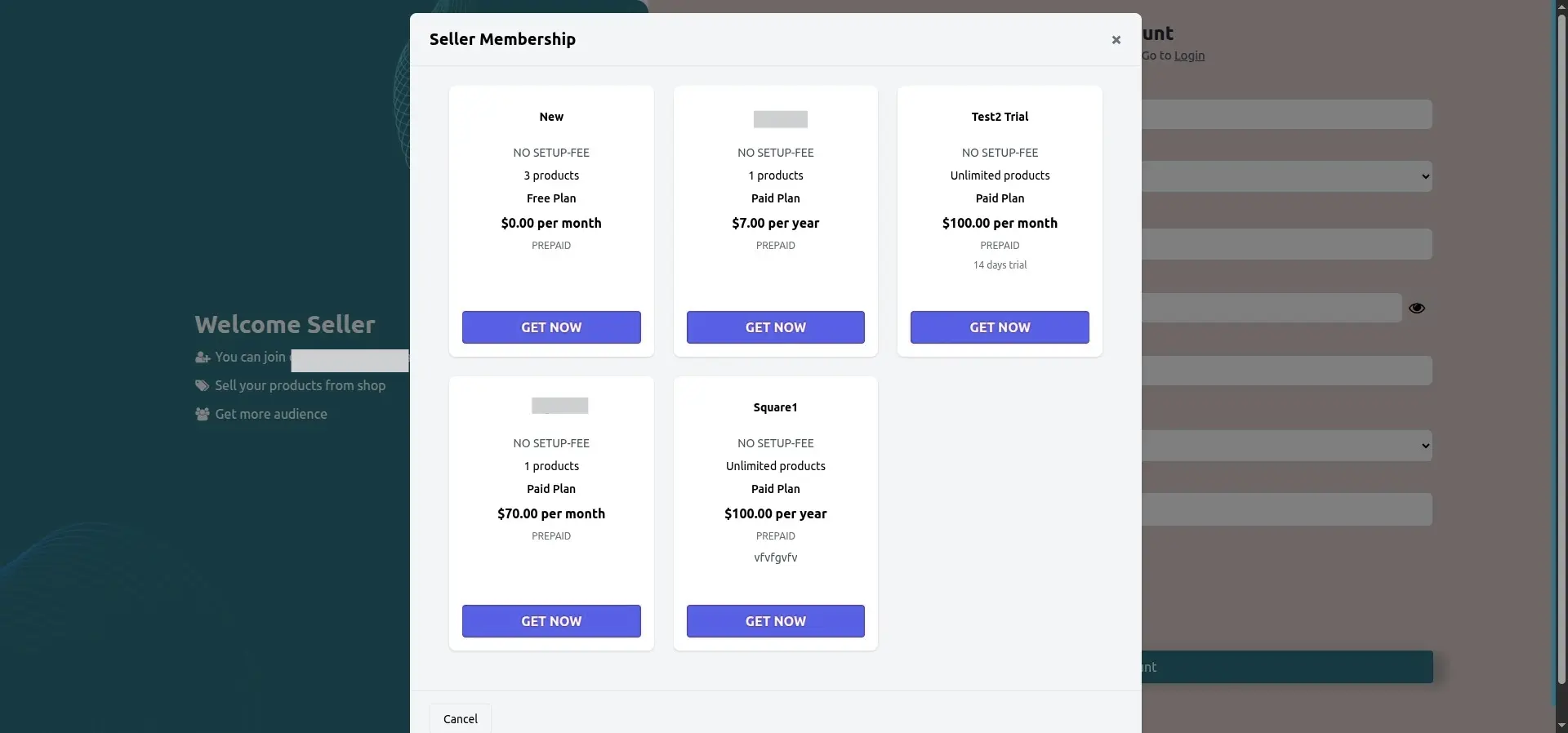 Seller Membership Plan Selection