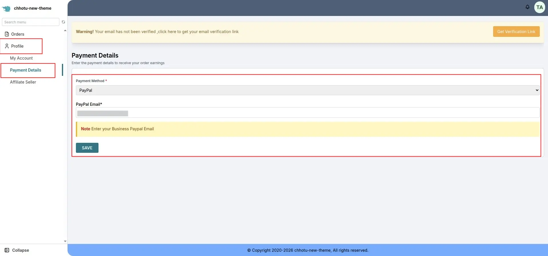Affiliate PayPal Configuration