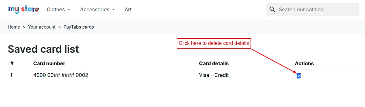 saved card
