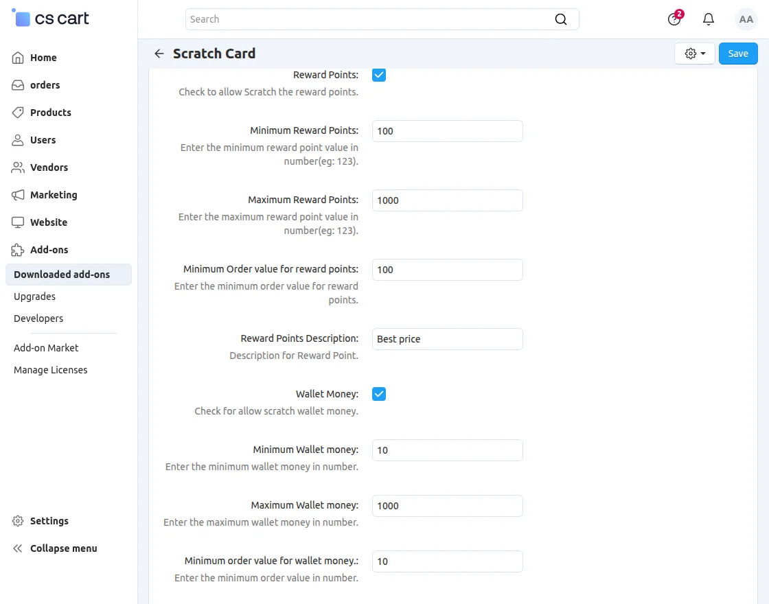 add on settings