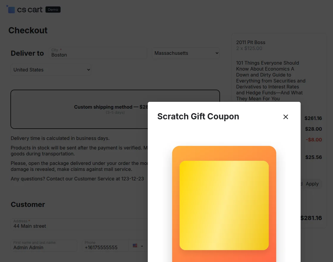 scratching gift cuopon