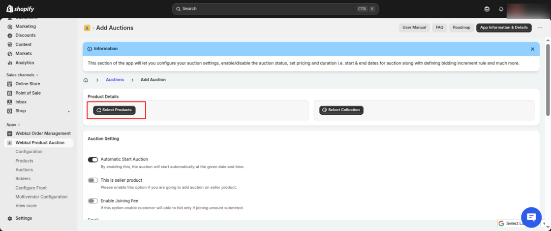 Product Auction for Shopify