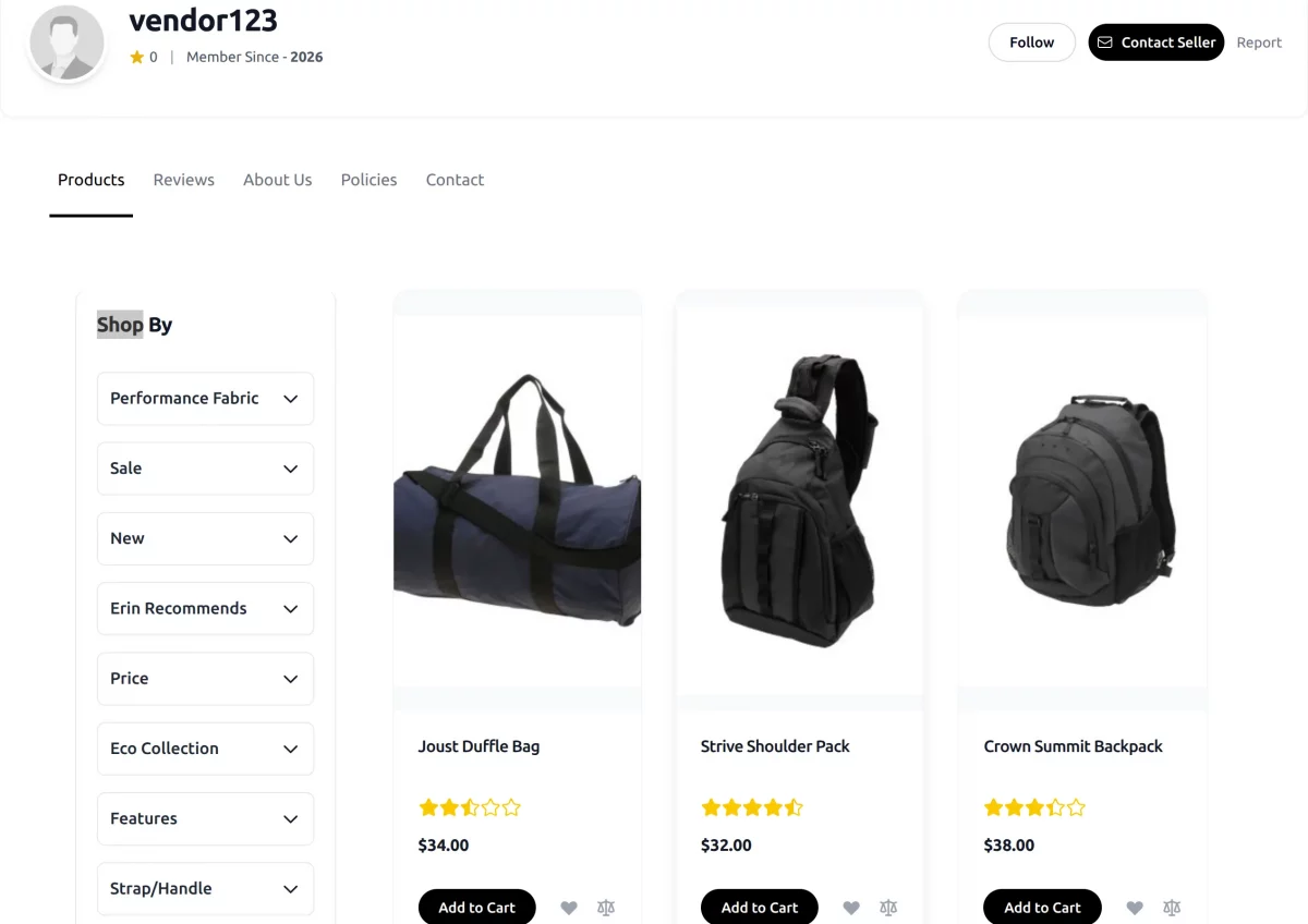 Magento 2 Hyva Multi-Vendor Marketplace Theme Seller Collection page