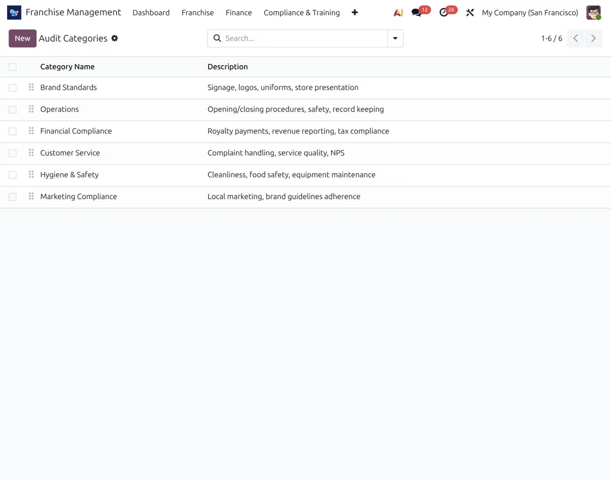 audit categories