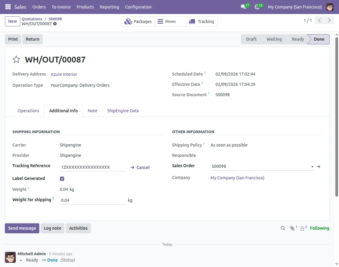 Shipment Information