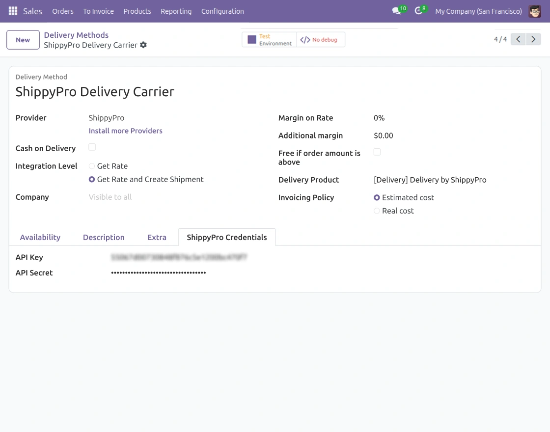 Delivery Carrier Setup