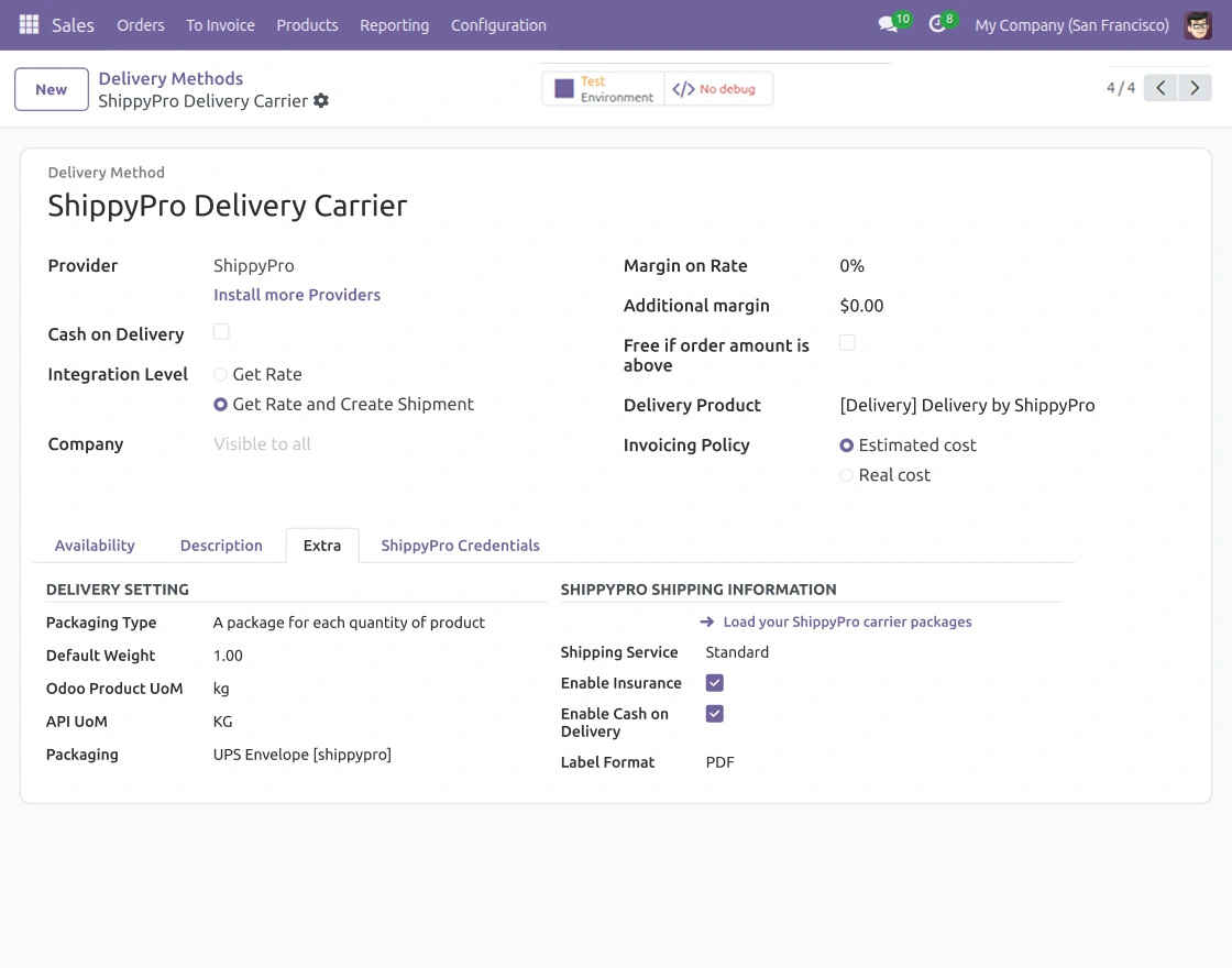Shipping Configuration Settings