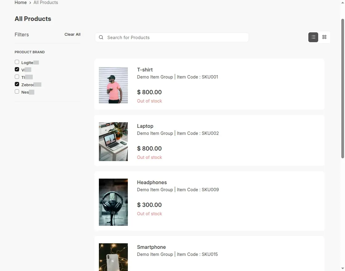 Product-based filtering