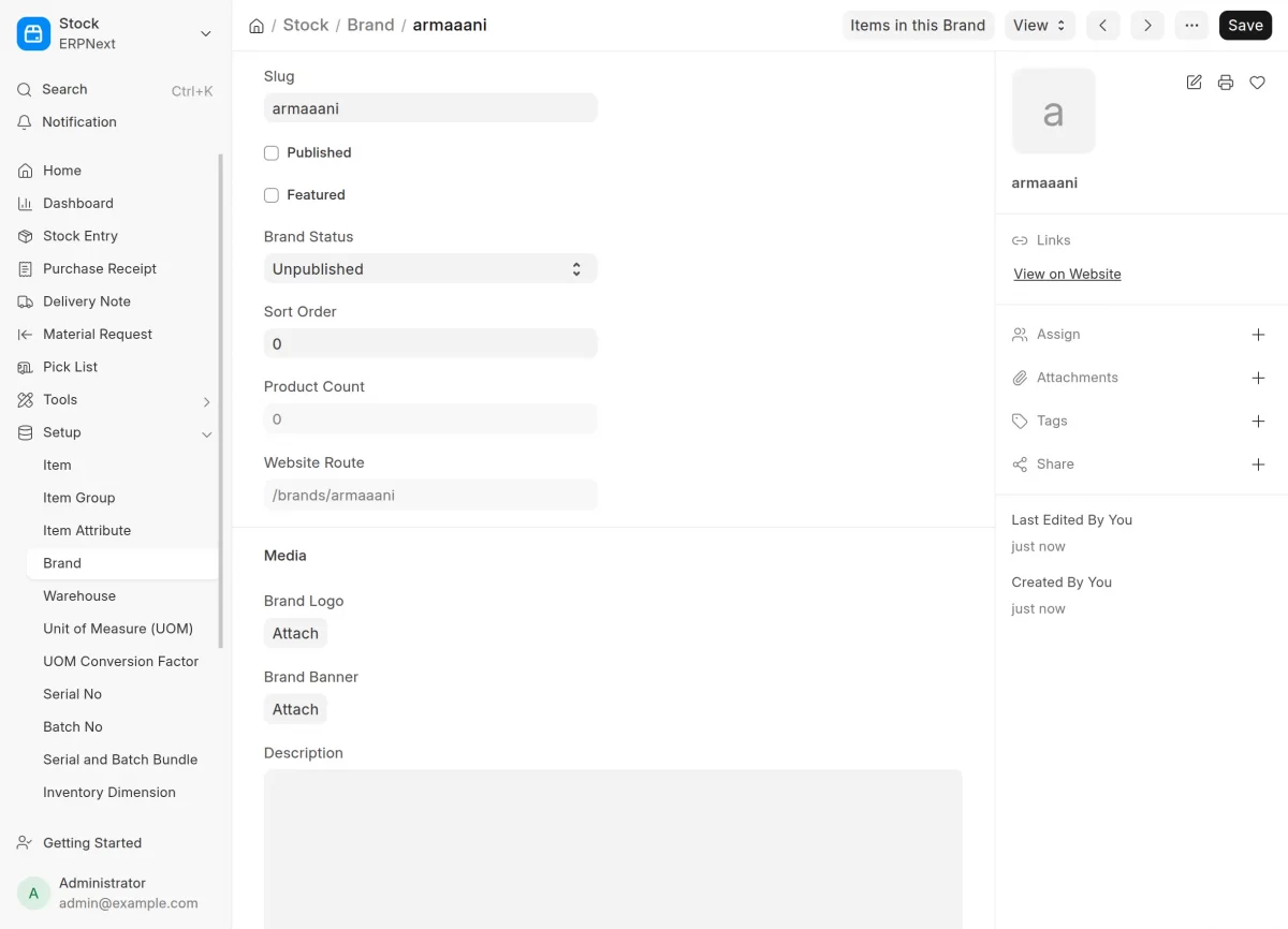 Fill Brand details