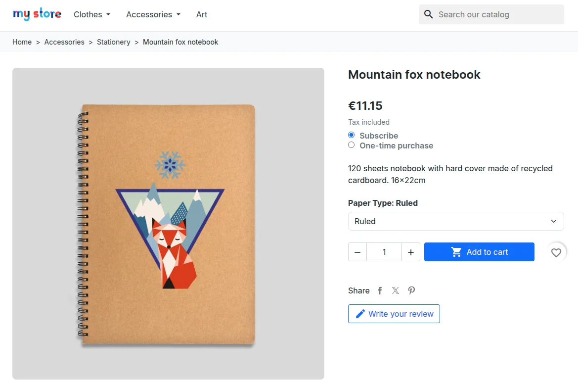 subscription product page