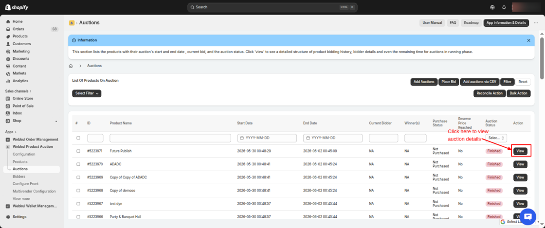 Product Auction for Shopify