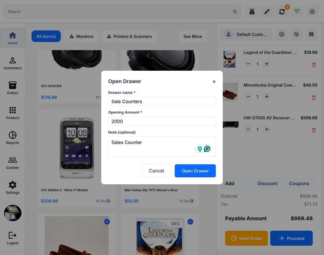POS Fill Drawer Details