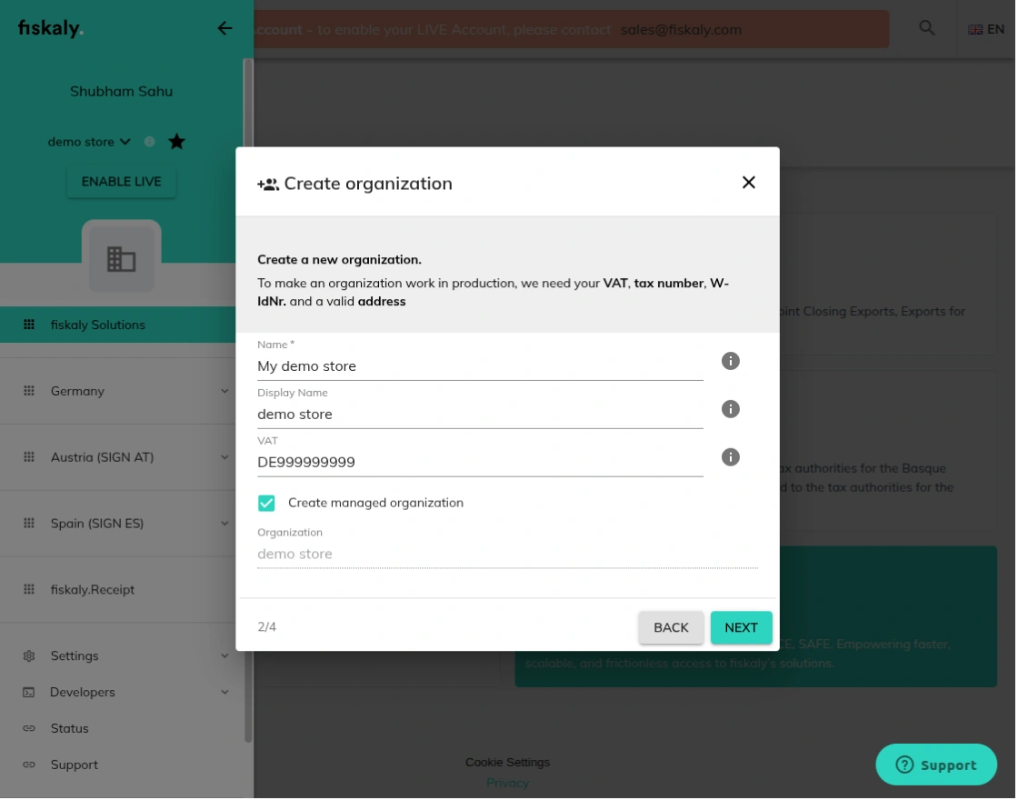 fiskaly-create-managed-organisatio