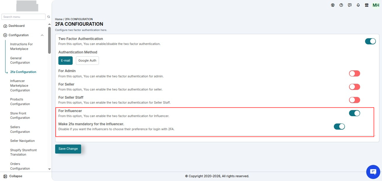 Influencer Login Authentication