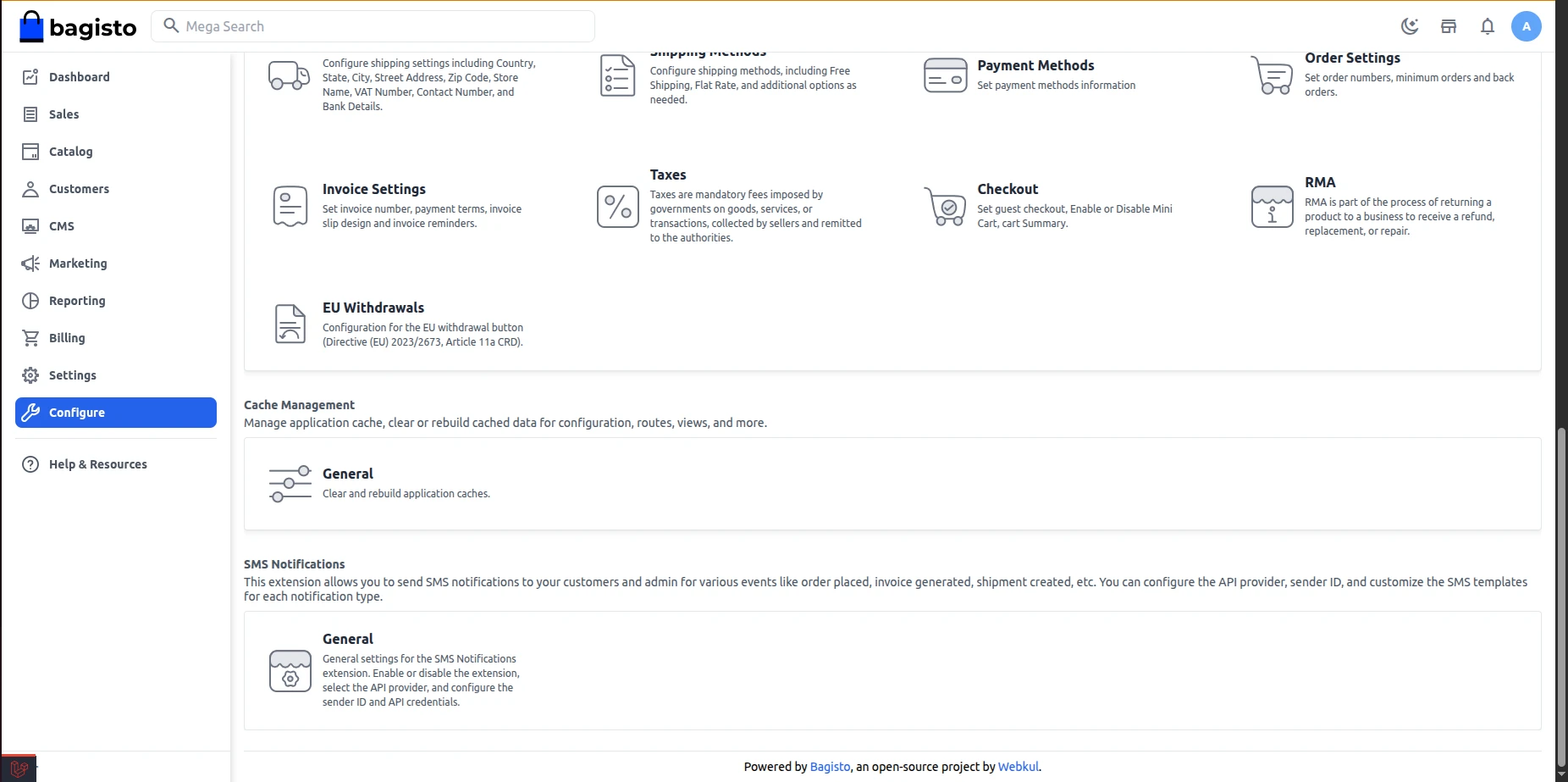 Tenant Admin configuration page