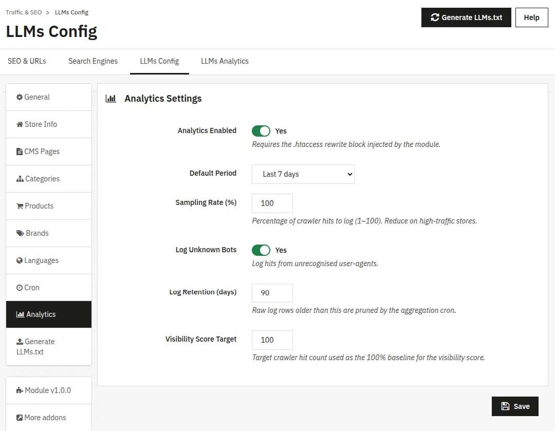 Analytics Settings