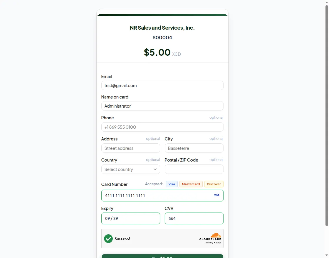 Complete the Payment on the SKN Pay Payment Page