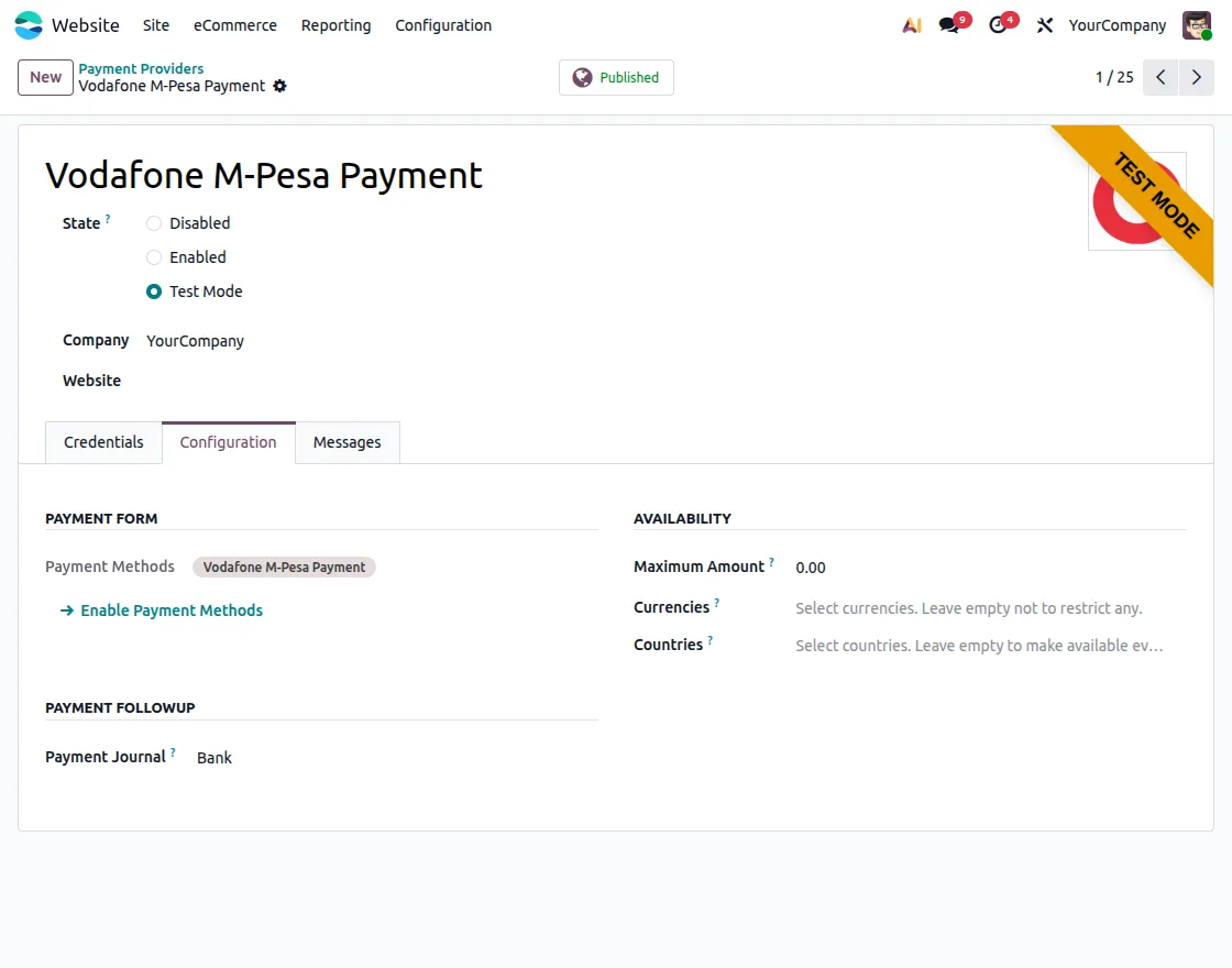 Configure Payment Settings