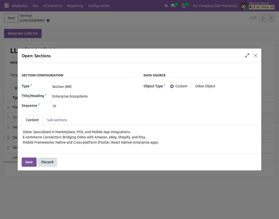 create sections for the body
