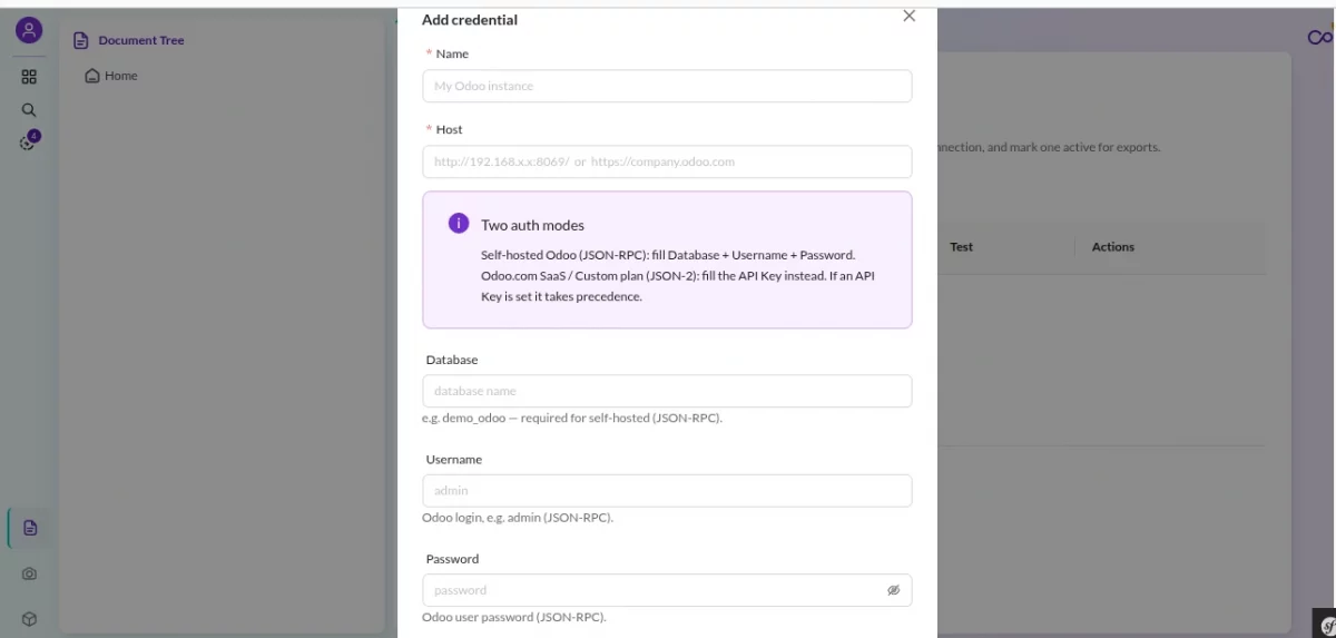 odoo credential

