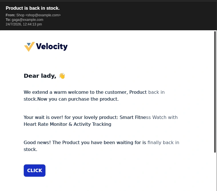 Product Stock is Back