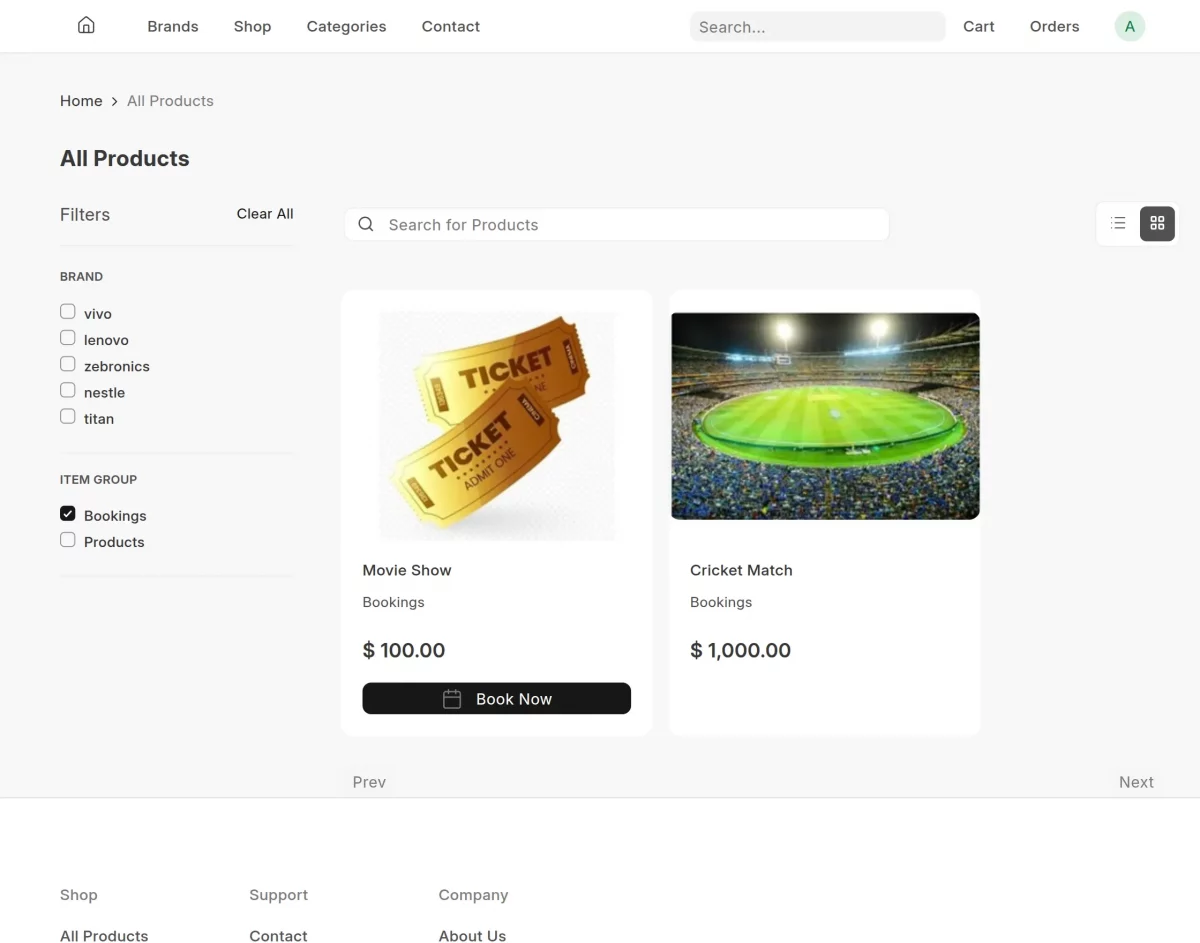 Webshop products