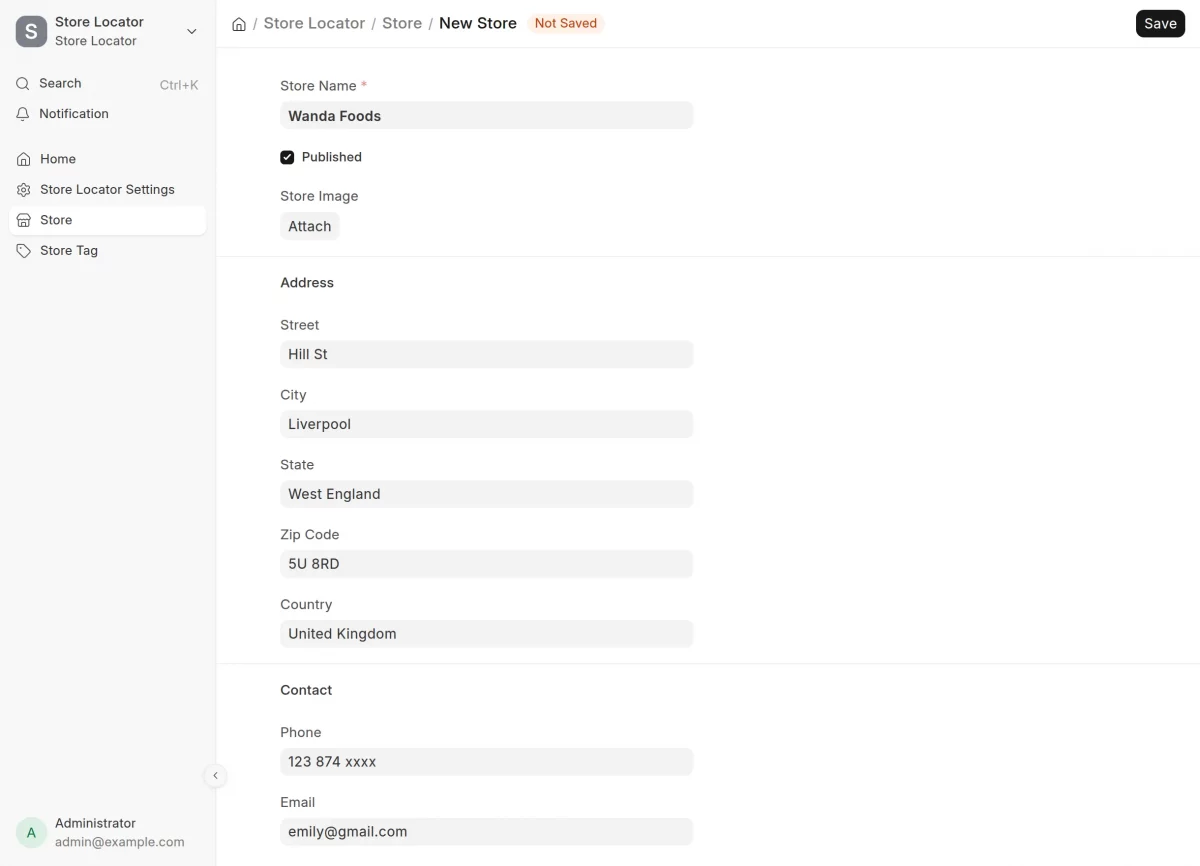 Create new store