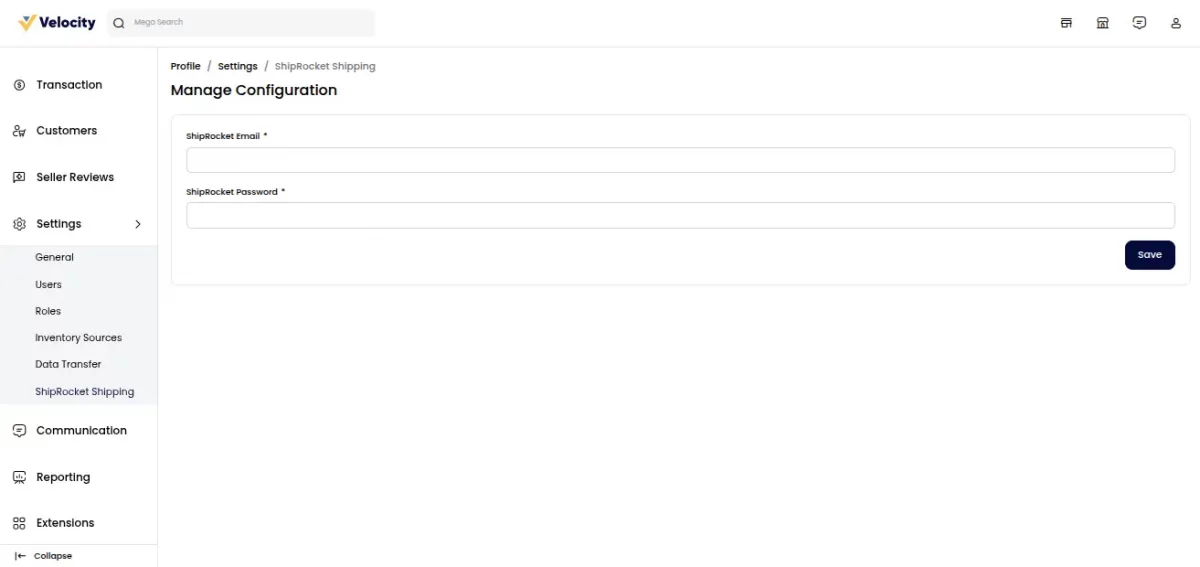 Bagisto seller ShipRocket shipping settings