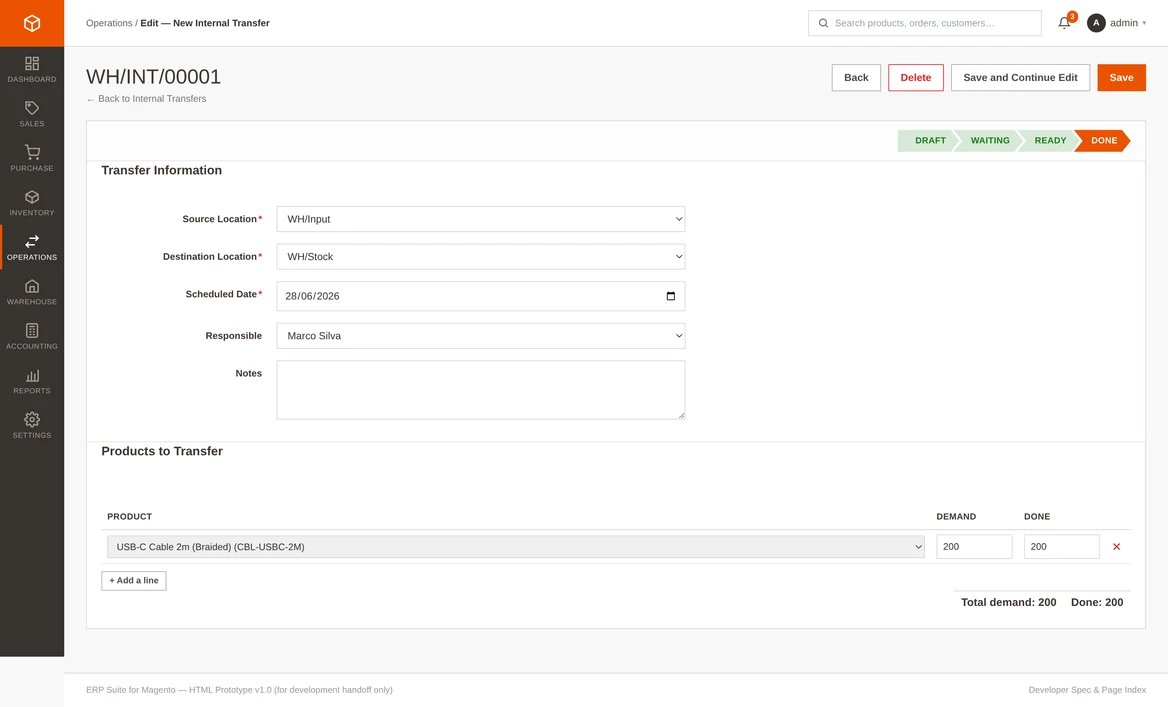 adobe commerce internal stock transfer