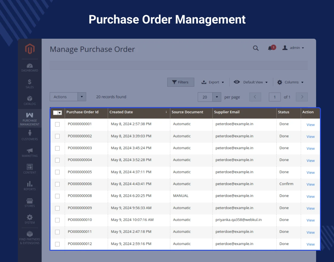adobe commerce purchase order module