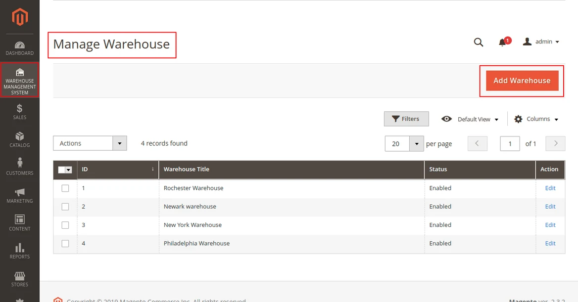 adobe commerce warehouse management module