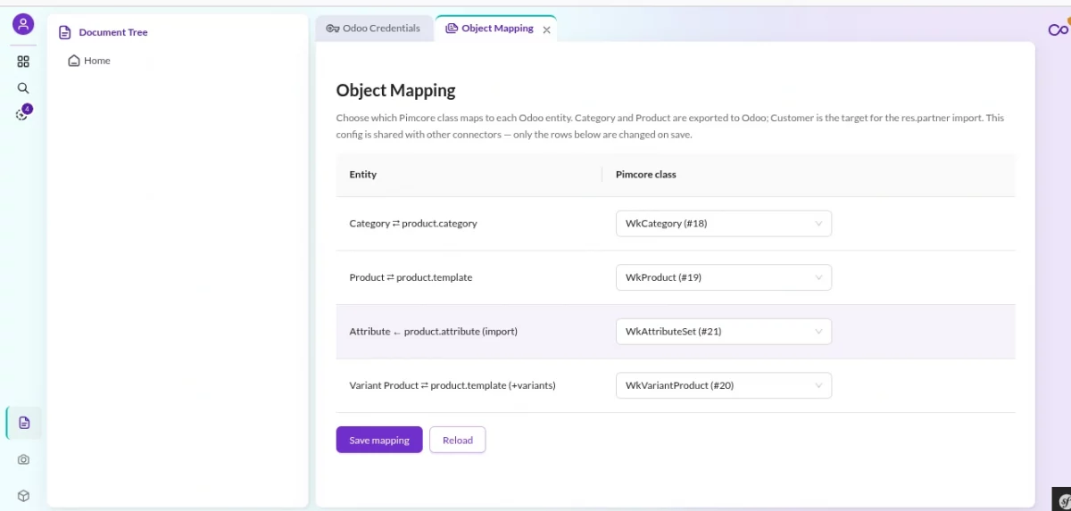 mapping odoo
