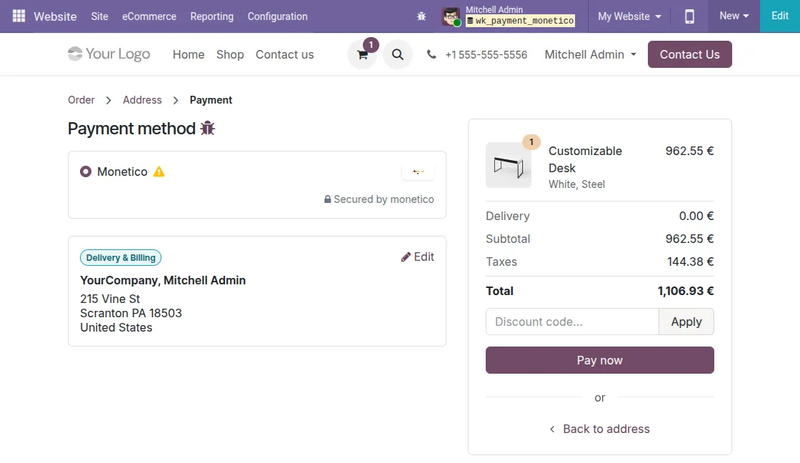 payment method selection