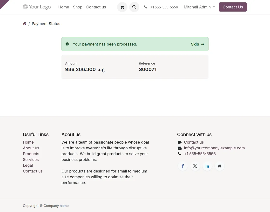 payment status page
