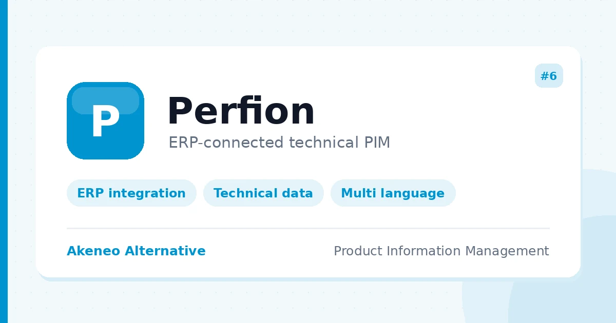 Perfion - ERP connected PIM platform for manufacturers and distributors with technical product data