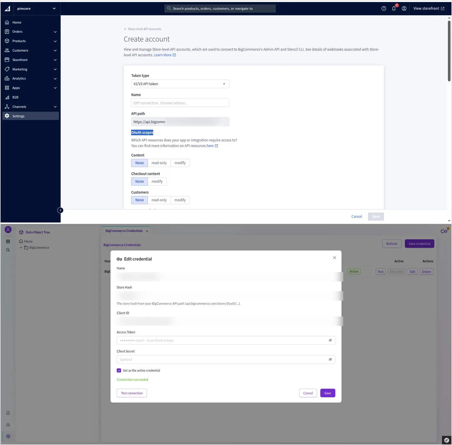 pimcore-bigcommerce-connector-credentials
